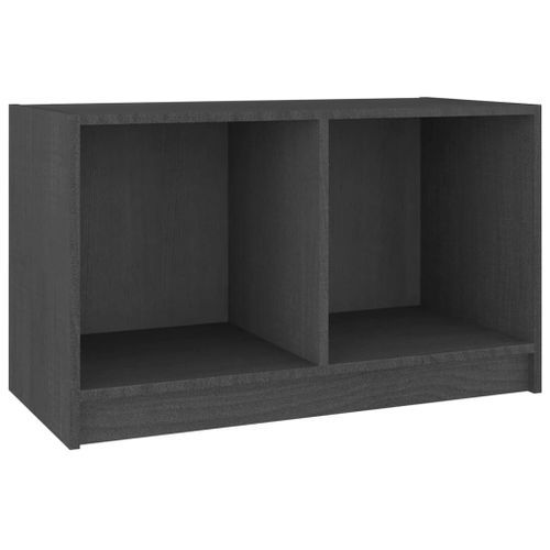 Meuble TV Gris 70x33x42 cm Bois de pin massif - Photo n°3; ?>