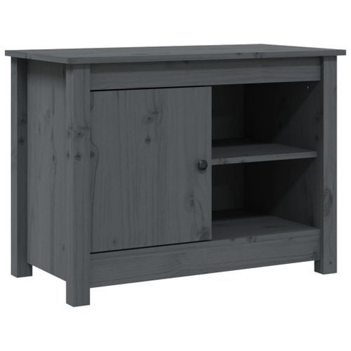 Meuble TV Gris 70x36,5x52 cm Bois de pin massif - Photo n°2; ?>