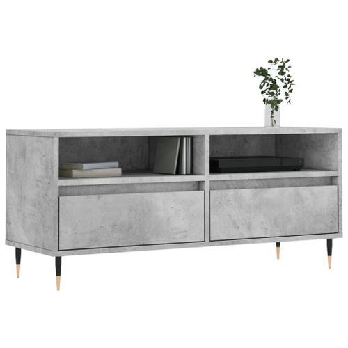 Meuble TV gris béton 100x34,5x44,5 cm bois d'ingénierie - Photo n°3; ?>