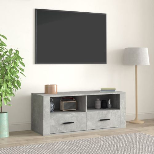 Meuble TV Gris béton 100x35x40 cm Bois d'ingénierie - Photo n°3; ?>