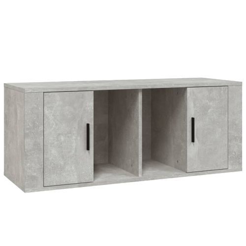 Meuble TV Gris béton 100x35x40 cm Bois d'ingénierie - Photo n°2; ?>