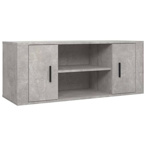 Meuble TV Gris béton 100x35x40 cm Bois d'ingénierie - Photo n°2; ?>