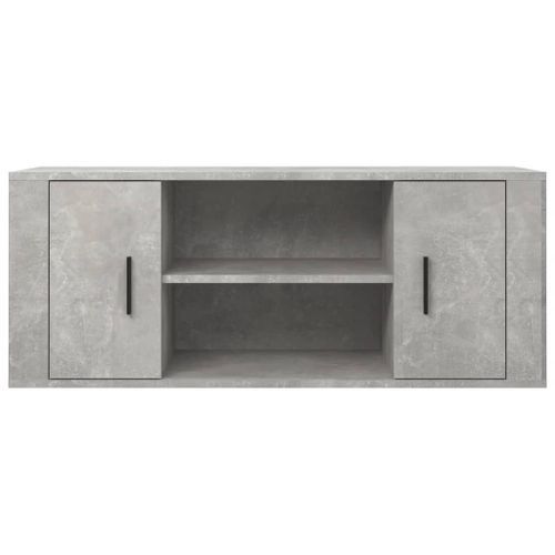 Meuble TV Gris béton 100x35x40 cm Bois d'ingénierie - Photo n°3; ?>