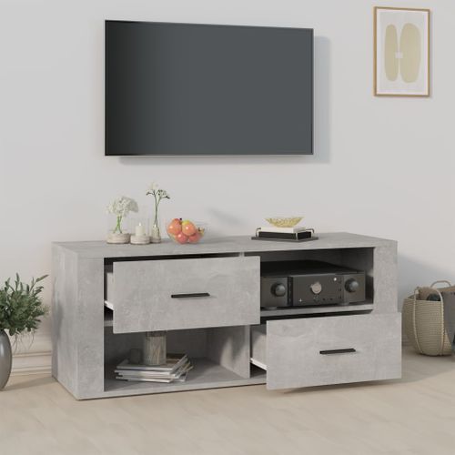 Meuble TV Gris béton 100x35x40 cm Bois d'ingénierie - Photo n°3; ?>