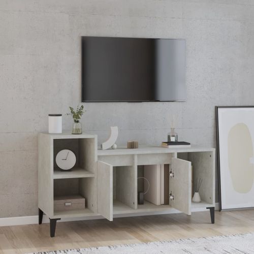 Meuble TV Gris béton 100x35x55 cm Bois d'ingénierie - Photo n°3; ?>