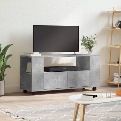 Meuble TV gris béton 102x34,5x43 cm bois d'ingénierie - Photo n°2; ?>