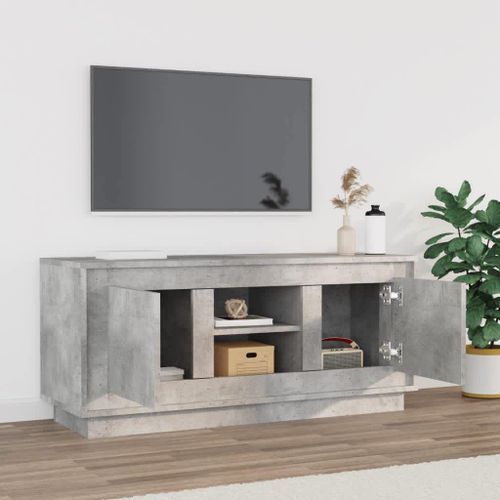 Meuble TV gris béton 102x35x45 cm bois d'ingénierie - Photo n°3; ?>