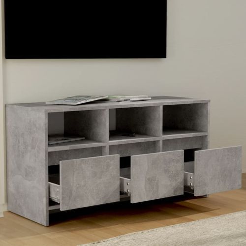 Meuble TV Gris béton 102x37,5x52,5 cm Bois d'ingénierie - Photo n°3; ?>