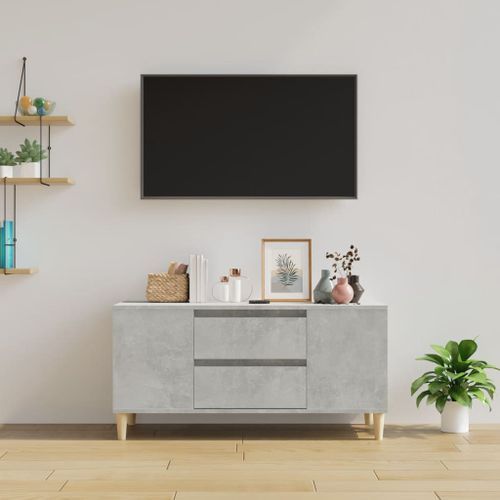 Meuble TV Gris béton 102x44,5x50 cm Bois d'ingénierie - Photo n°3; ?>