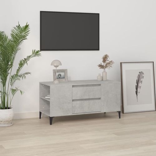 Meuble TV Gris béton 102x44,5x50 cm Bois d'ingénierie - Photo n°2; ?>