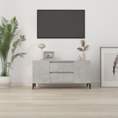 Meuble TV Gris béton 102x44,5x50 cm Bois d'ingénierie - Photo n°3; ?>