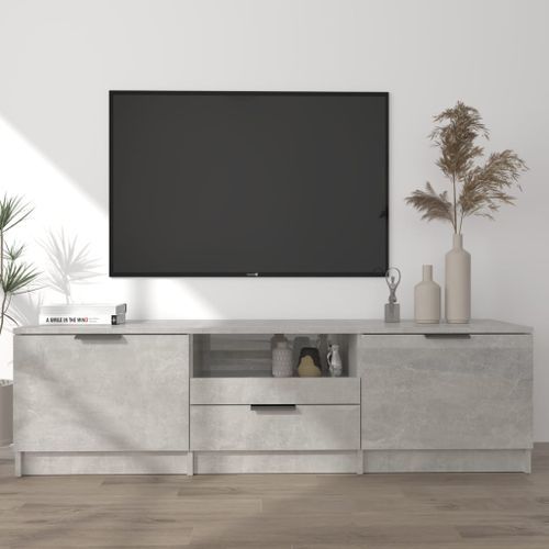 Meuble TV Gris béton 140x35x40 cm Bois d'ingénierie - Photo n°2; ?>