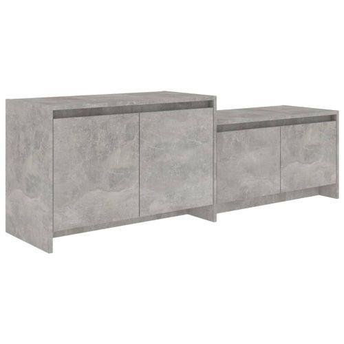 Meuble TV gris béton 146,5x35x50 cm bois d'ingénierie - Photo n°2; ?>