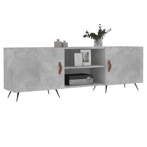 Meuble TV gris béton 150x30x50 cm bois d'ingénierie - Photo n°3; ?>