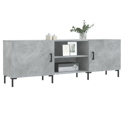 Meuble TV gris béton 150x30x50 cm bois d'ingénierie - Photo n°3; ?>