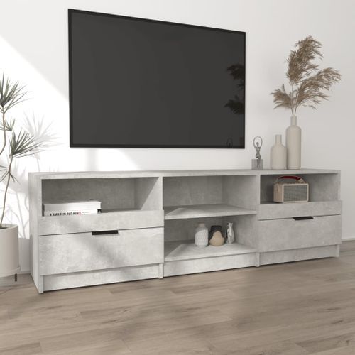 Meuble TV Gris béton 150x33,5x45 cm Bois d'ingénierie - Photo n°3; ?>