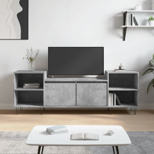 Meuble TV Gris béton 160x35x55 cm Bois d'ingénierie - Photo n°2; ?>