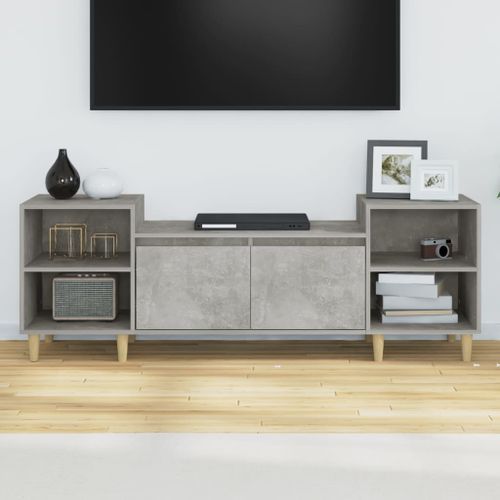 Meuble TV Gris béton 160x35x55 cm Bois d'ingénierie - Photo n°3; ?>