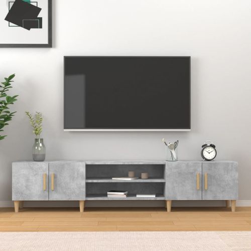 Meuble TV gris béton 180x31,5x40 cm bois d'ingénierie - Photo n°2; ?>