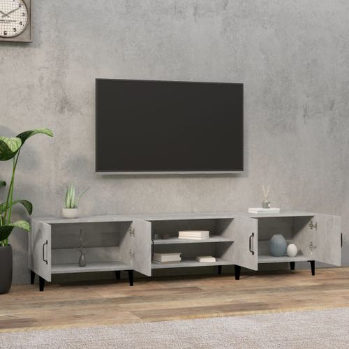 Meuble TV gris béton 180x31,5x40 cm bois d'ingénierie - Photo n°3; ?>