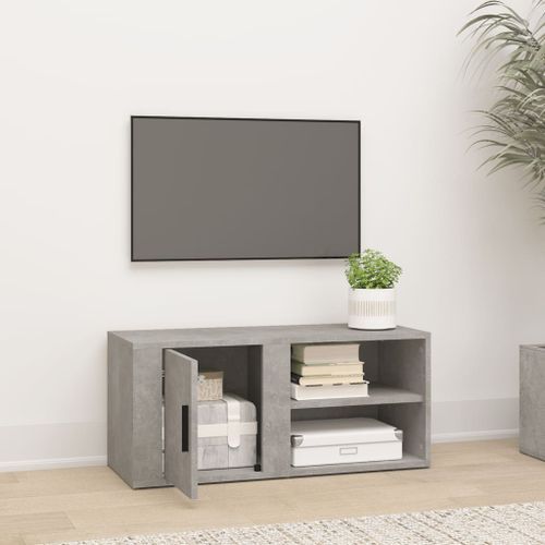 Meuble TV Gris béton 80x31,5x36 cm Bois d'ingénierie - Photo n°3; ?>