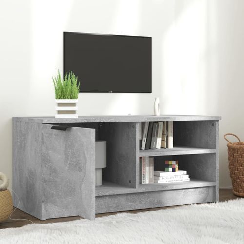 Meuble TV Gris béton 80x35x36,5 cm Bois d'ingénierie - Photo n°3; ?>