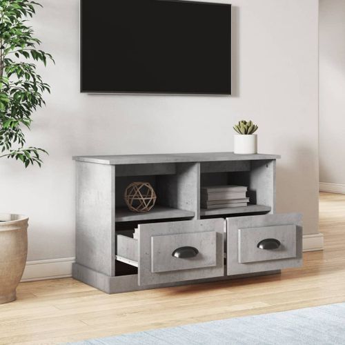 Meuble TV gris béton 80x35x50 cm bois d'ingénierie - Photo n°3; ?>