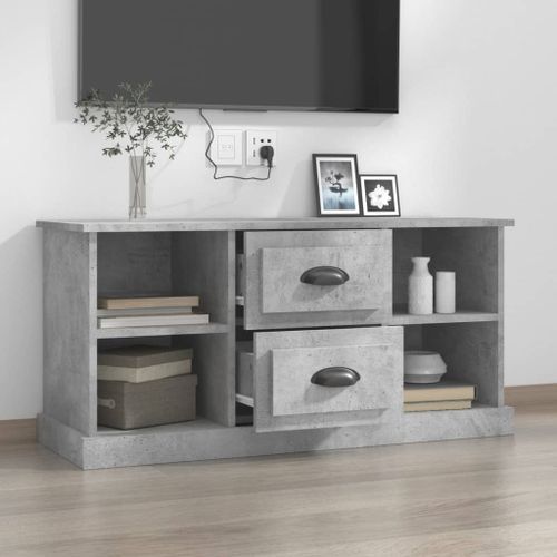 Meuble TV gris béton 99,5x35,5x48 cm bois d'ingénierie - Photo n°3; ?>