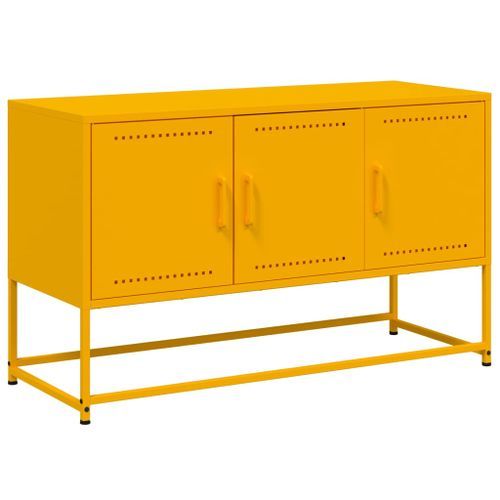 Meuble TV jaune moutarde 100,5x39x60,5 cm acier - Photo n°2; ?>