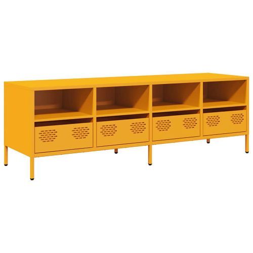 Meuble TV jaune moutarde 135x39x43,5 cm acier laminé à froid - Photo n°2; ?>