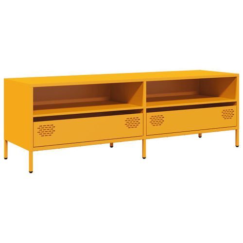 Meuble TV jaune moutarde 135x39x43,5 cm acier laminé à froid - Photo n°2; ?>