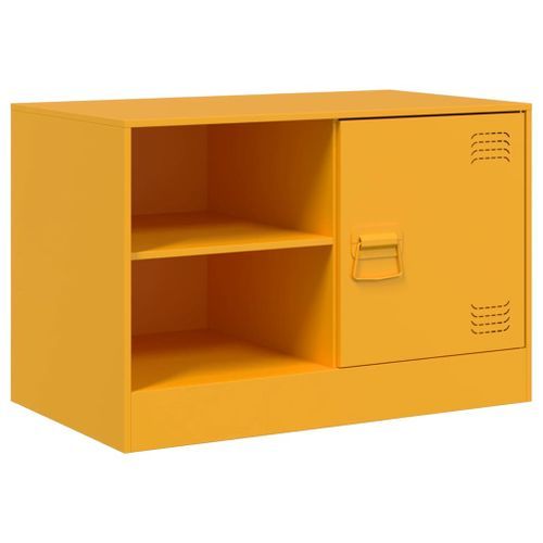 Meuble TV jaune moutarde 67x39x44 cm acier - Photo n°2; ?>