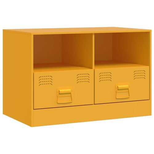 Meuble TV jaune moutarde 67x39x44 cm acier - Photo n°2; ?>