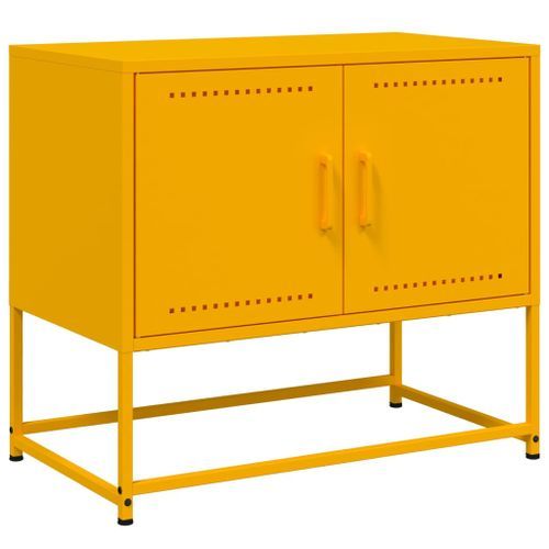 Meuble TV jaune moutarde 68,5x39x60,5 cm acier - Photo n°2; ?>