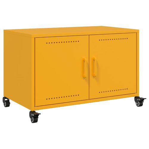 Meuble TV jaune moutarde 68x39x43,5 cm acier laminé à froid - Photo n°2; ?>