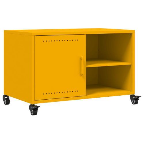 Meuble TV jaune moutarde 68x39x43,5 cm acier laminé à froid - Photo n°2; ?>