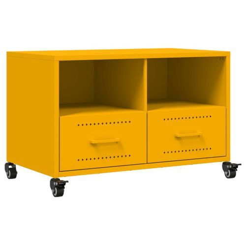 Meuble TV jaune moutarde 68x39x43,5 cm acier laminé à froid - Photo n°2; ?>