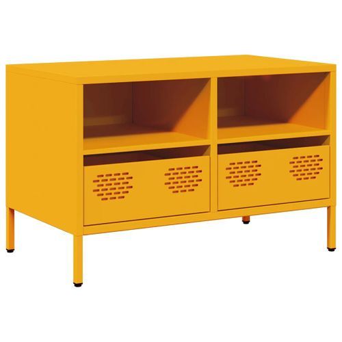 Meuble TV jaune moutarde 68x39x43,5 cm acier laminé à froid - Photo n°2; ?>