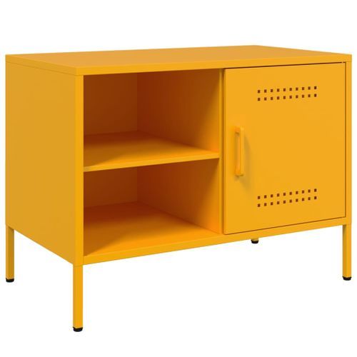 Meuble TV jaune moutarde 68x39x50,5 cm acier - Photo n°2; ?>