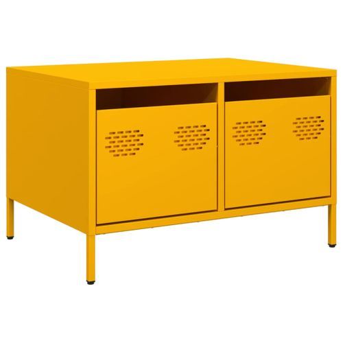 Meuble TV jaune moutarde 68x50x43,5 cm acier laminé à froid - Photo n°2; ?>