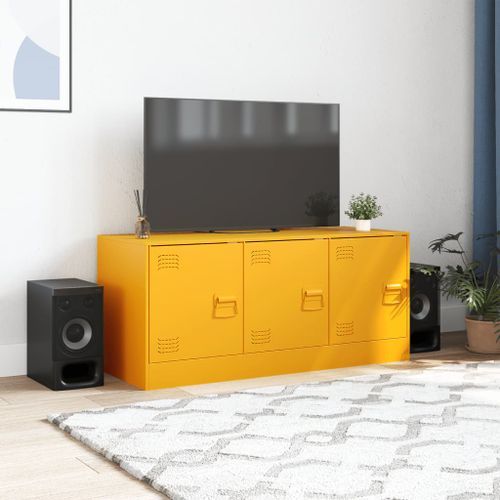 Meuble TV jaune moutarde 99x39x44 cm acier - Photo n°3; ?>