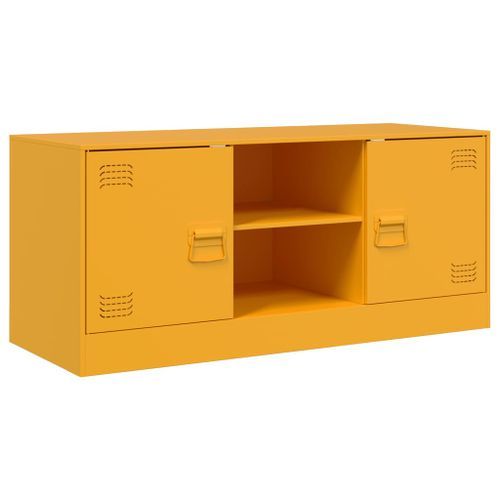 Meuble TV jaune moutarde 99x39x44 cm acier - Photo n°2; ?>