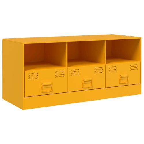 Meuble TV jaune moutarde 99x39x44 cm acier - Photo n°2; ?>