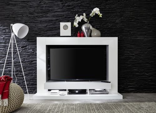 Meuble TV laqué blanc à led Luxo - Photo n°3; ?>