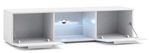 Meuble TV lumineux 2 portes blanc et blanc laqué Roxel 140 cm - Photo n°3; ?>
