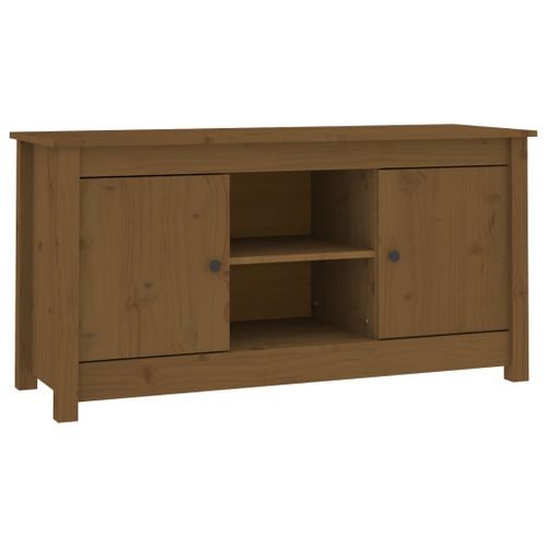 Meuble TV Marron miel 103x36,5x52 cm Bois de pin massif - Photo n°2; ?>