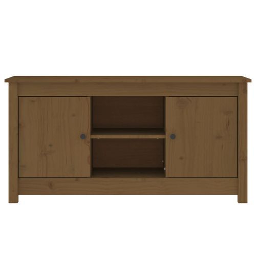 Meuble TV Marron miel 103x36,5x52 cm Bois de pin massif - Photo n°3; ?>