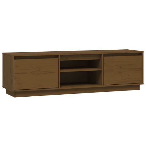 Meuble TV Marron miel 140x35x40 cm Bois de pin massif - Photo n°2; ?>