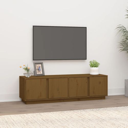 Meuble TV Marron miel 140x40x40 cm Bois de pin massif - Photo n°2; ?>