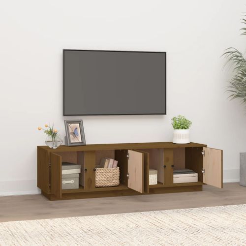 Meuble TV Marron miel 140x40x40 cm Bois de pin massif - Photo n°3; ?>